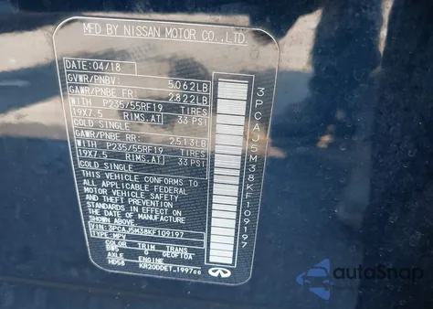 2019 Infiniti Qx50 Essential from USA, damaged, VIN 3PCAJ5M38KF109197